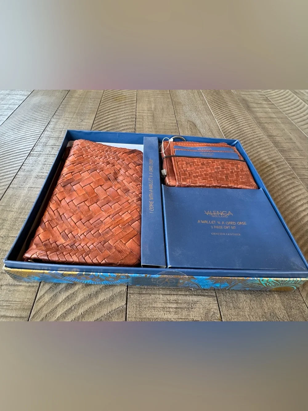 Vilenca Holland 2-Piece Woven Leather Wallet & Card Case Gift Set (NIB)